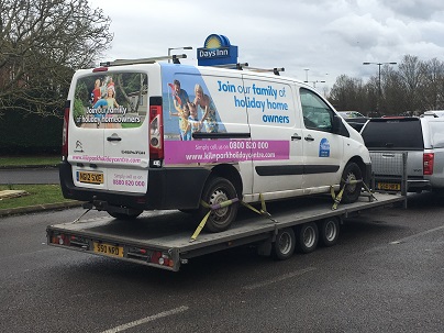 ENDE has just transported a van by trailer from Tenby, South Wales to Birmingham.